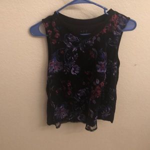 Black sleeveless floral top